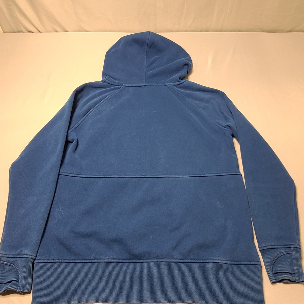Athleta Fleece Hoodie Women Size S Blue Thumbhole Pullover Activewear Sweatshirt